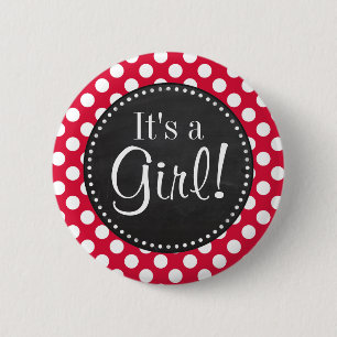 Crimson Polka Dots; Chalkboard-Look Button