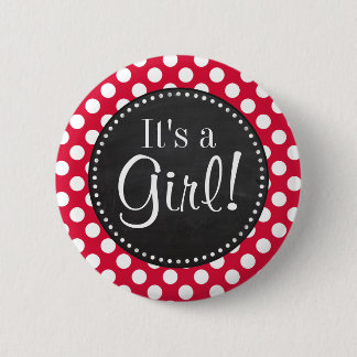 Crimson Polka Dots; Chalkboard-Look Button