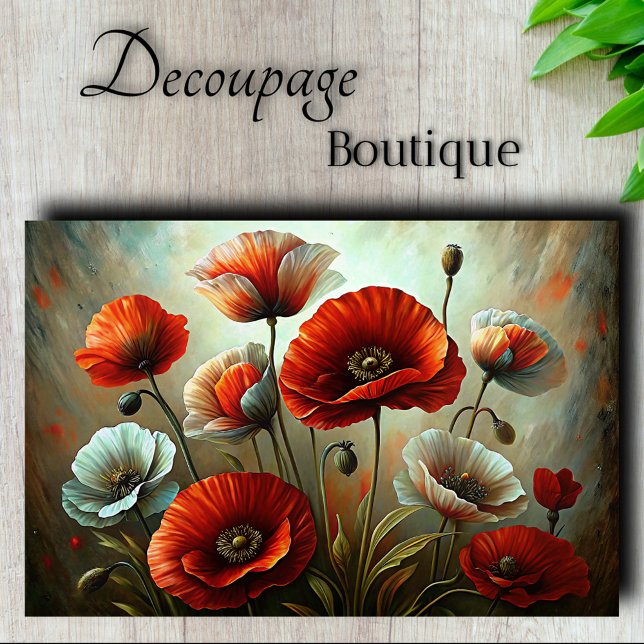 Crimson Poppy Dance Decoupage Seidenpapier (Crimson Poppy Dance Decoupage Tissue Paper)