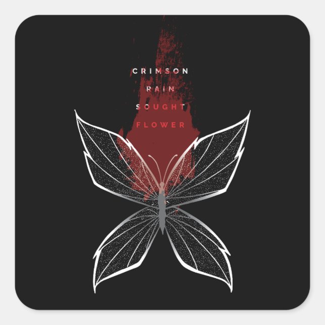 Crimson Rain Gesuchte Blume (eng) Quadratischer Aufkleber (Vorderseite)