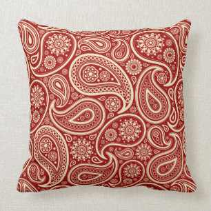 Crimson Red and Cream Vintag Floral Paisley Kissen