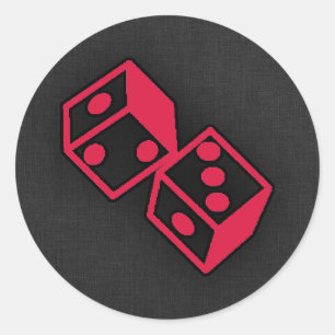 Crimson Red Casino Dice Runder Aufkleber