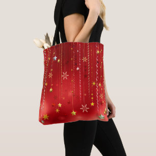 Crimson Red Christmas Celebration Time Tote Tasche