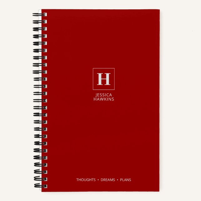 Crimson Red Classic Monogram Notizbuch (Vorderseite)