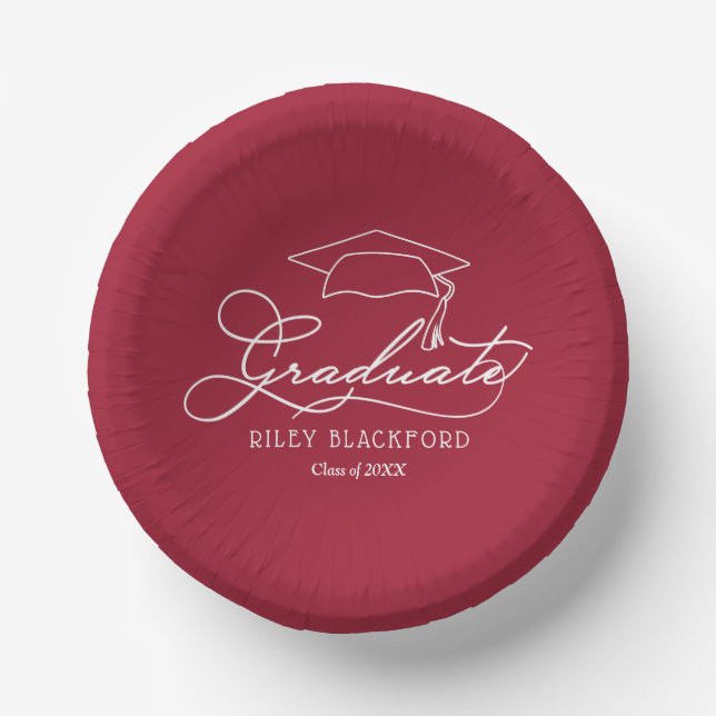 Crimson Red Graduation Party Paper Pappteller (Vorderseite)
