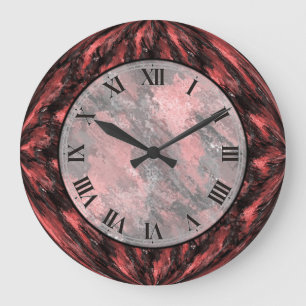 Crimson Red Imitats Marmorsäulenuhr Große Wanduhr