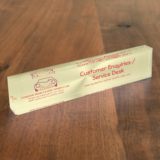 Crimson Red klassische Luxus-Auto-Logo auf Gold Namensplakette (Seite)