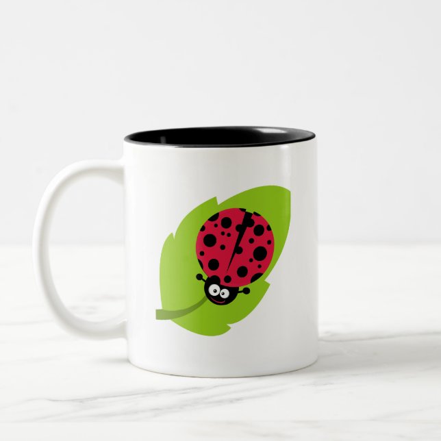Crimson Red Ladybug Zweifarbige Tasse (Links)