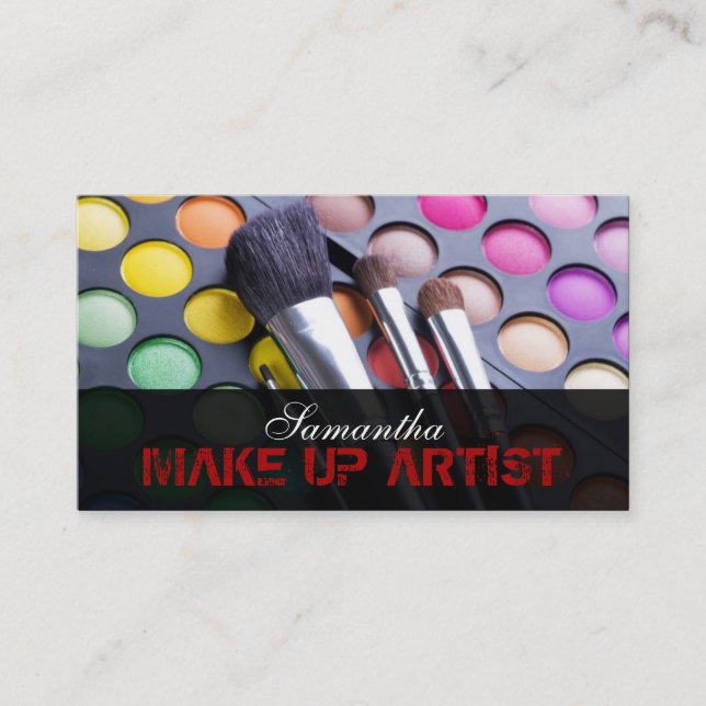 Crimson Red Make Up Artist Palette Business Card Visitenkarte (Vorderseite)