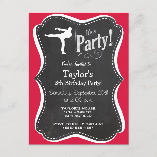 Crimson Red Martial Arts Einladungspostkarte (Vorderseite)