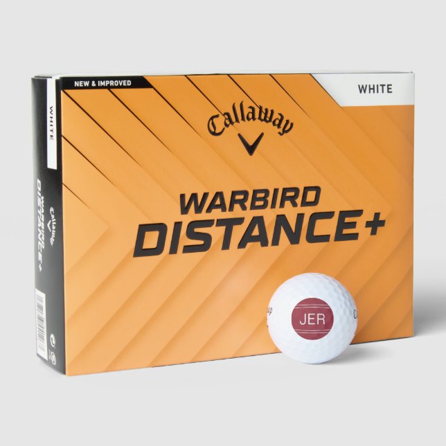 Crimson Red Monogram Initial Personalisiert Golfer Golfball (Verpackungen)
