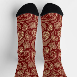 Crimson Red Paisley Socks Socken
