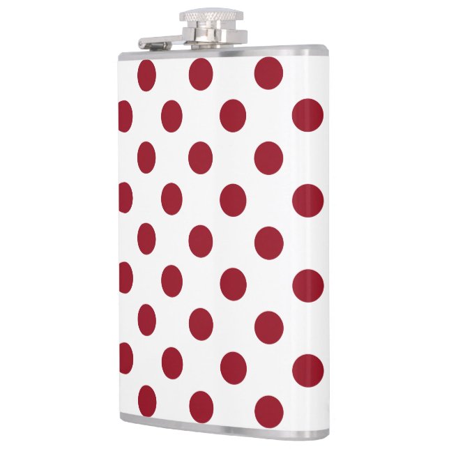 Crimson Red Polka Dots Circles Flachmann (Links)