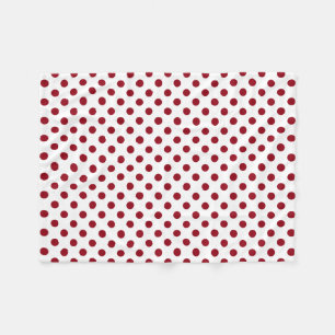 Crimson Red Polka Dots Circles Fleecedecke