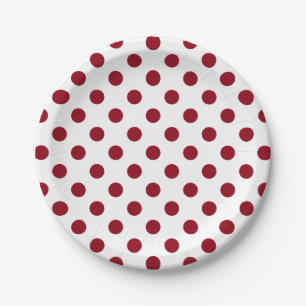 Crimson Red Polka Dots Circles Pappteller