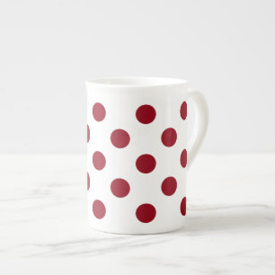 Crimson Red Polka Dots Circles Prozellantasse
