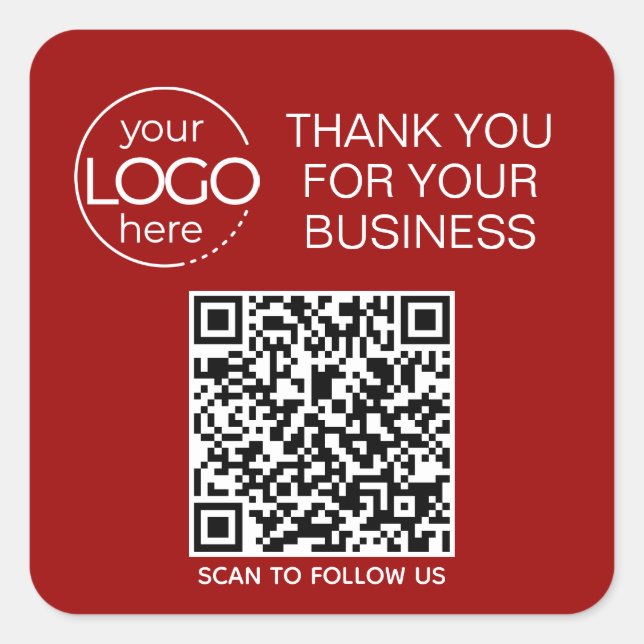 Crimson Red QR Code Smart Contact Quadratischer Aufkleber (Vorderseite)
