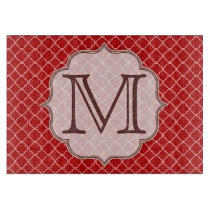 Crimson Red Quarterfoil Latti Glas Schneidebrett