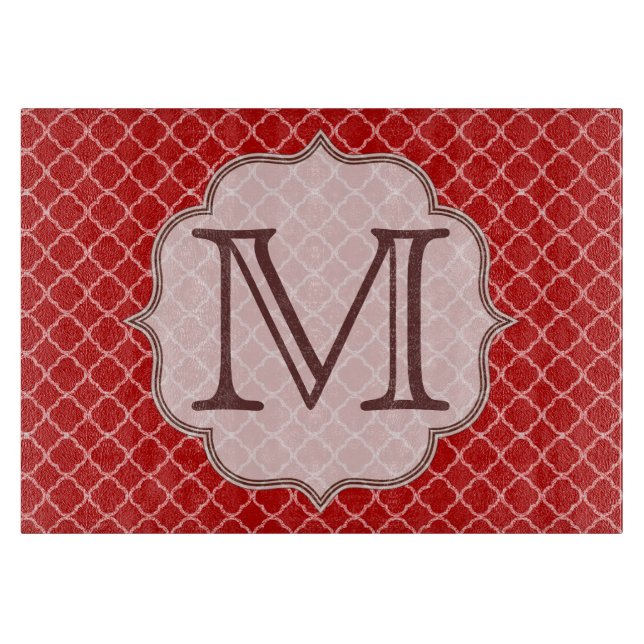 Crimson Red Quarterfoil Latti Glas Schneidebrett (Vorderseite)