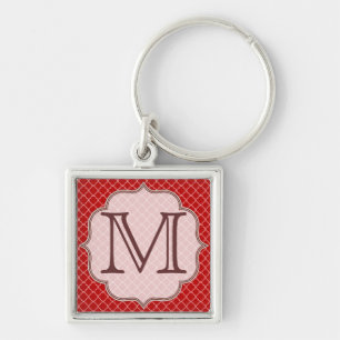 Crimson Red Quarterfoil Latti Monogramm Schlüsselk Schlüsselanhänger