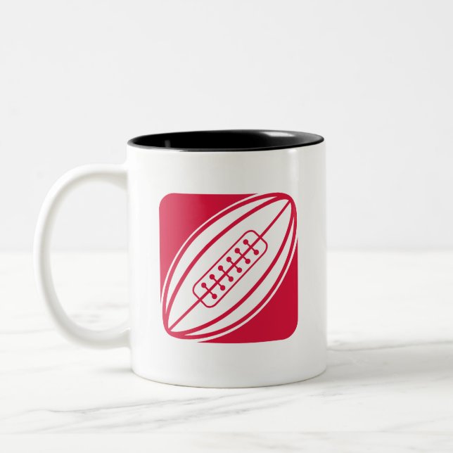 Crimson Red Rugby Zweifarbige Tasse (Links)