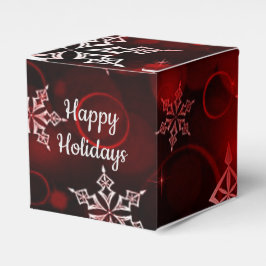 Crimson Red Snowflake Motif Cube Geschenkschachtel