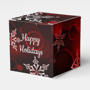 Crimson Red Snowflake Motif Cube Geschenkschachtel