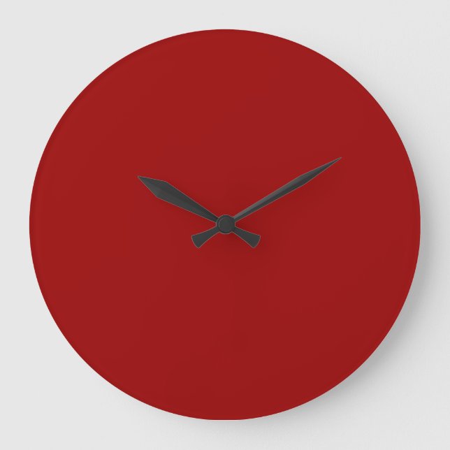Crimson Red Solid Color Große Wanduhr (Vorderseite)