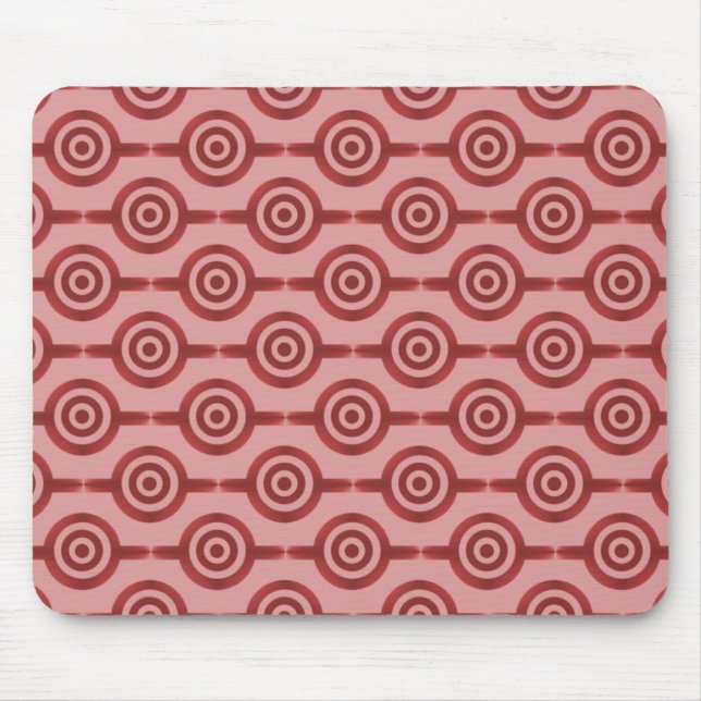Crimson Red Trendy Circles Mousepad (Vorne)