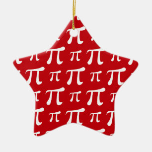 Crimson Red und White Pi Symbol Keramik Ornament