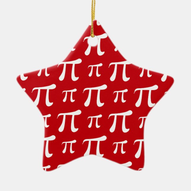 Crimson Red und White Pi Symbol Keramik Ornament (Vorne)