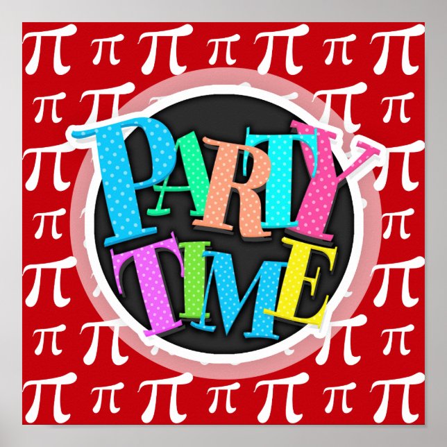 Crimson Red und White Pi Symbol Poster (Vorne)