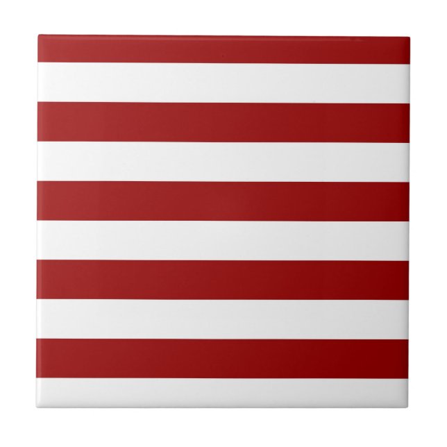 Crimson Red und White Stripes Fliese (Vorderseite)