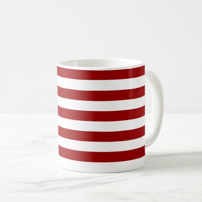Crimson Red und White Stripes Kaffeetasse (VorderseiteRechts)