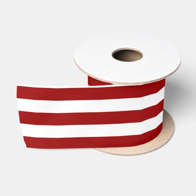 Crimson Red und White Stripes Satinband (Spule)