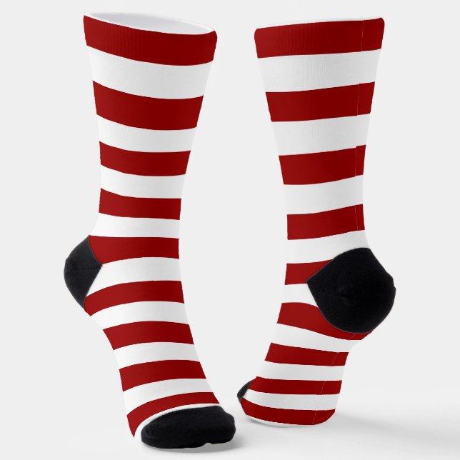 Crimson Red und White Stripes Socken (Gewinkelt)