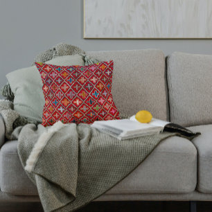 Crimson Red Vintage Antique Turkish Kilim Rug Kissen