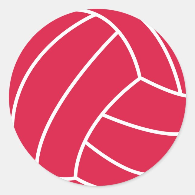 Crimson Red Volleyball Runder Aufkleber (Vorderseite)