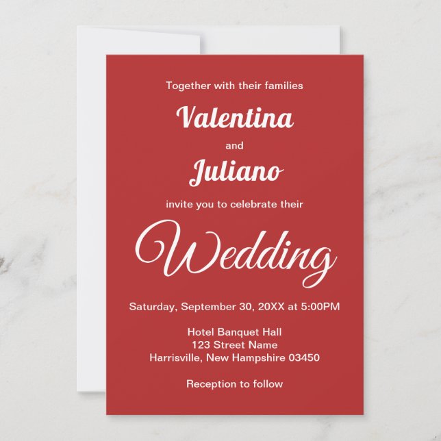 Crimson Red Wedding Einladungskarte Einladung (Vorderseite)