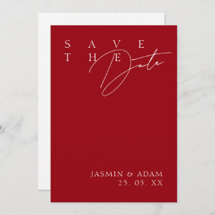 Crimson Red White Modern Typografy Wedding Save The Date