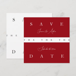 Crimson Red White Simple Typografy Wedding Save The Date