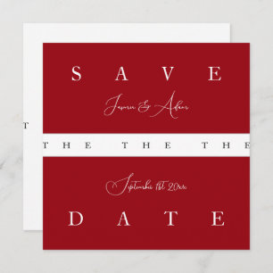 Crimson Red White Simple Typografy Wedding Save The Date