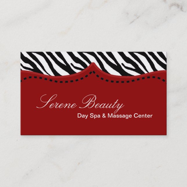 Crimson Red Zebra Print Animal Business Card Visitenkarte (Vorderseite)