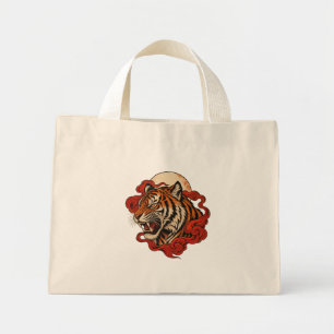 Crimson Roar — Japanisch inspirierte Tiger-Kunst Mini Stoffbeutel