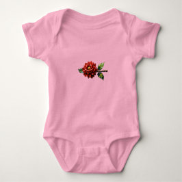 Crimson Rose Bloom – Botanical Clipart Baby Strampler
