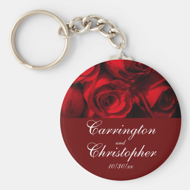 ‚Crimson Rose Bouquet‘ — Personalisiert [a] Schlüsselanhänger (Vorne)