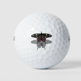 Crimson Rose Butterfly Shadow Monogram Golfball