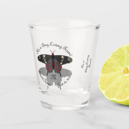 Crimson Rose Butterfly Shadow Monogram Schnapsglas
