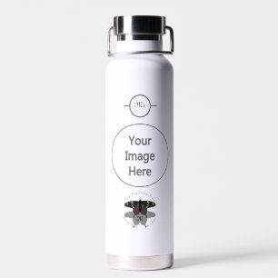 Crimson Rose Butterfly Shadow Monogram Trinkflasche