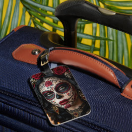 Crimson Rose Calavera – Eleganter Tag der Toten Gepäckanhänger